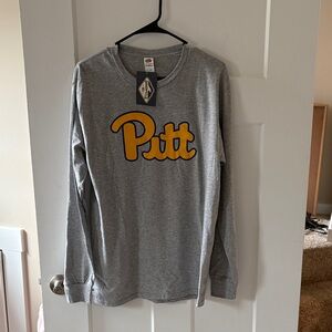 Gray Long Sleeve Shirt with Gold 'Pitt' Logo
